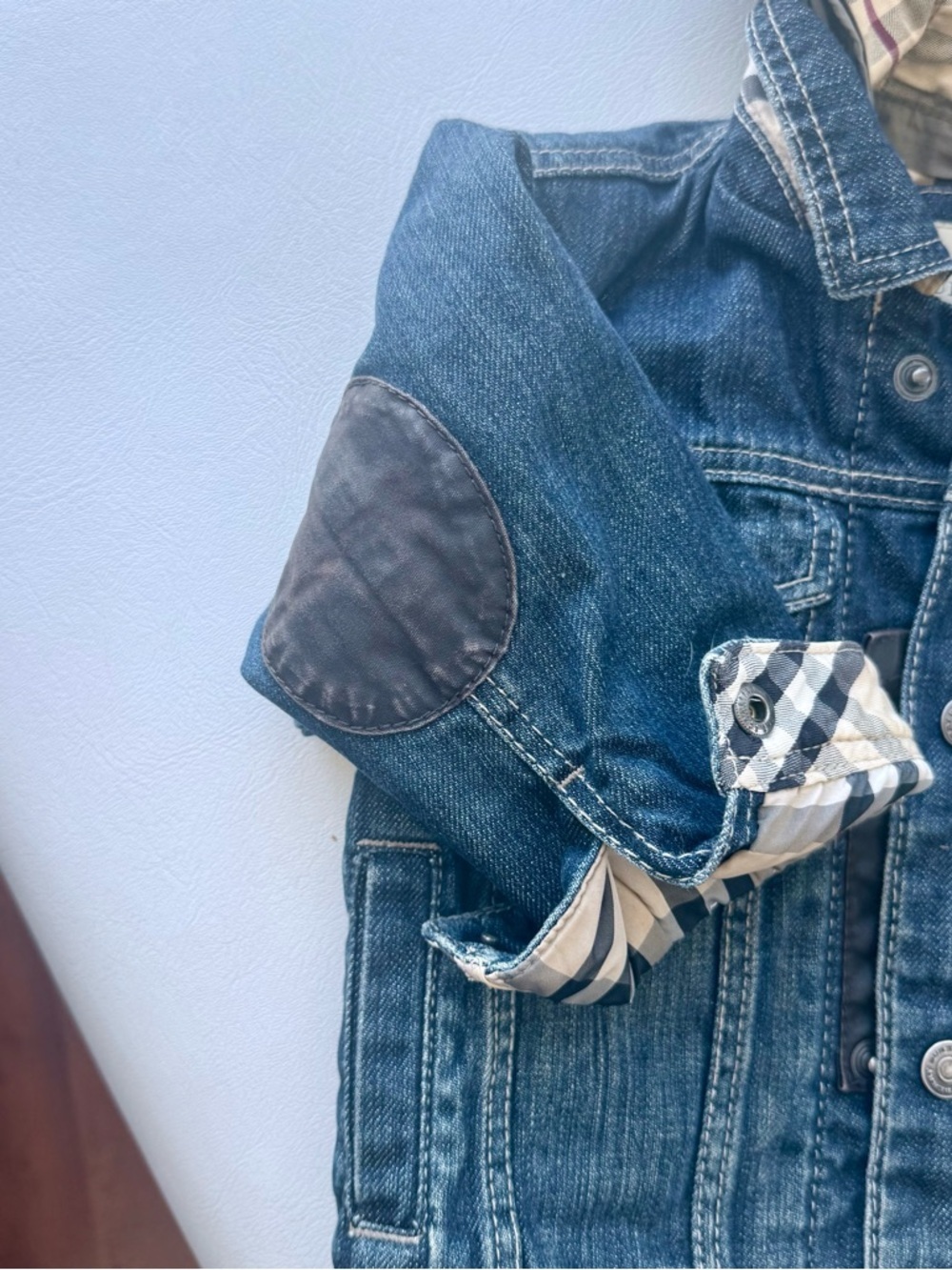 Burberry Baby kid vest jacket Jean 9/12 months removable hood blue vintage - Picture 2 of 5